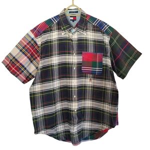 VTG 90s Tommy Hilfiger Multi Plaid Crest Big Shirt L